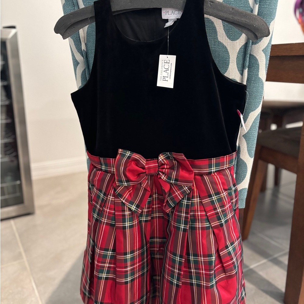 Holiday Red and Black Dress with Bow